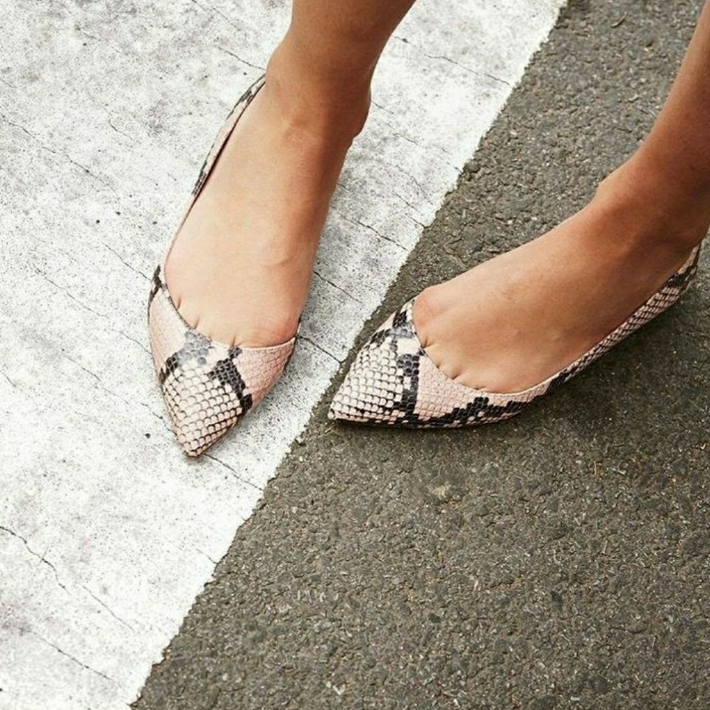 Audrey flats in snakeskin-printed leather